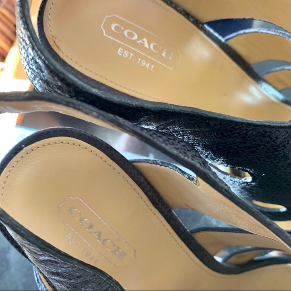 COACH || Metallic Snakeskin Lace Up Platform Heels - Picture 6 of 7